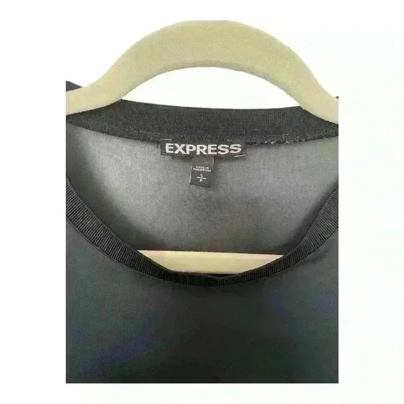 Express Sheer Black Crew Neck Blouse - Picture 3 of 6